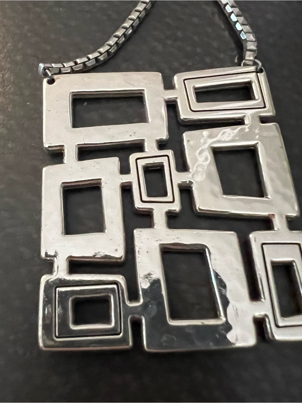 Geometric Silver Tone Statement Necklace Brighton - Picture 10 of 12